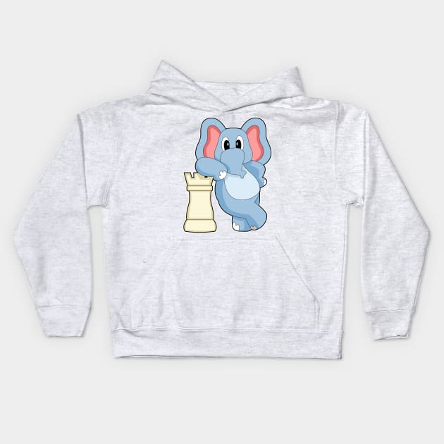 Chess piece Rook Elephant Chess Kids Hoodie by Markus Schnabel